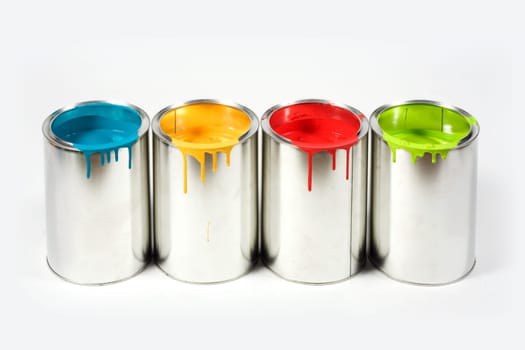 Opened paint buckets colors