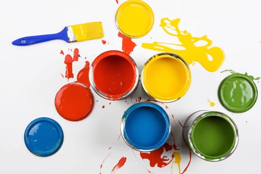 Opened paint buckets colors