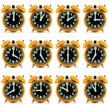 twelve orange hours alarm clock
