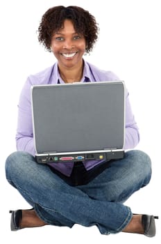 Young African woman with computer