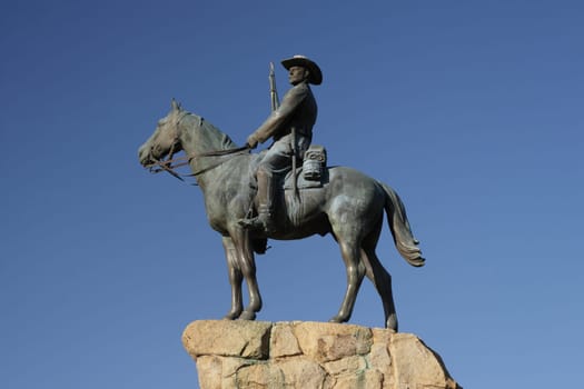 The Southwest Horseman,a statue reminiscent of the colonial wars in Namibia.