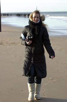 young woman in winter coat