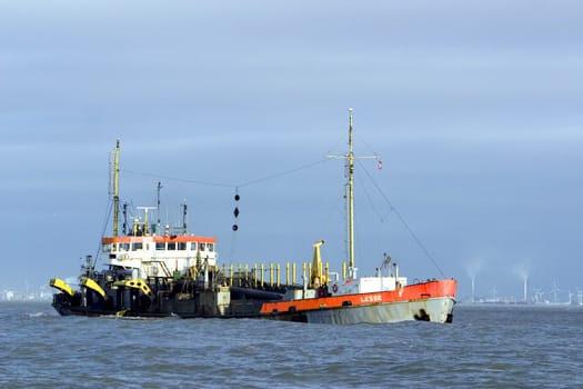 Dredging vessel off Vlissingen-Breskens