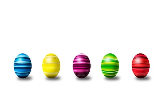 Colorful Easter eggs in a row