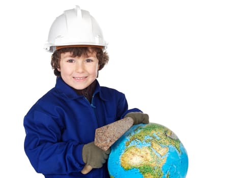Adorable future builder constructing