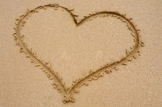 Heart drawn on sand
