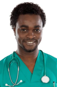 Young black doctor writing