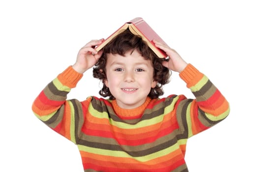 Adorable boy studying