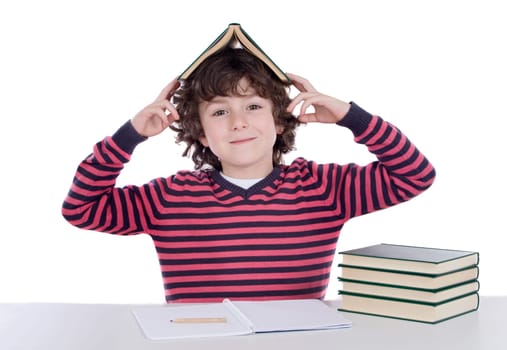 Adorable student boy in the school