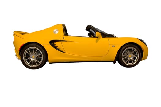 Isolated image of a yellow sports car.