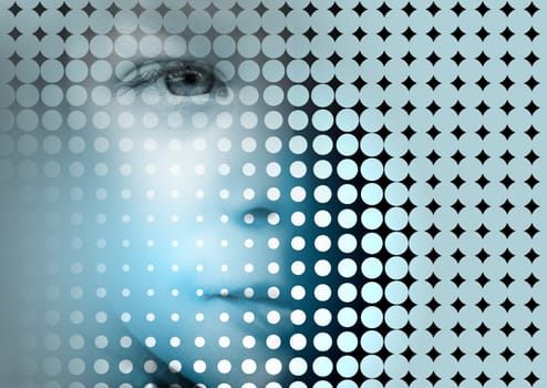 Young child face on abstract background