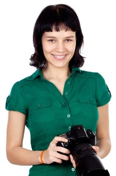 Woman holding a photo camera