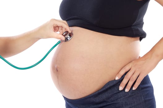 Pregnant examined by a doctor