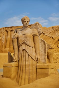 Sondervig, Denmark, May 21, 2023: International Sand Sculpture Festival.