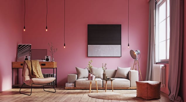 modern living room interior 3d rendering design concept