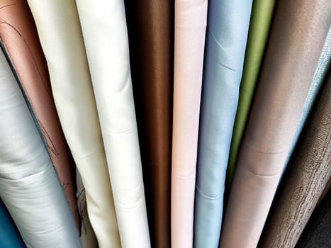Linen fabric rolls in row for banner or poster. Backgroudn, texture, pattern, place for text, copy space