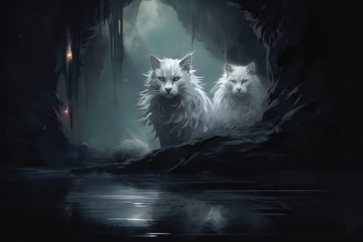 In the depths of fantasy, bewitching moonstone cats prowl. Their sleek forms, adorned with luminescent moonstone markings, captivate all who dare to meet their gaze.