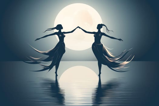 In the realm of fantasy, graceful moonlit dancers captivate with their ethereal movements, perfectly synchronized with the celestial rhythms.