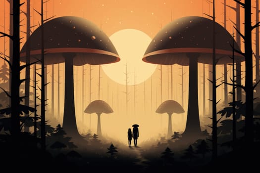In the realm of fantasy, there exist mystical and enchanting places where giant talking mushrooms thrive in dense forest groves.