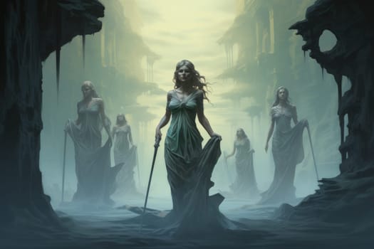In the realm of fantasy, elusive mist walkers roam, their ethereal forms blending seamlessly with the swirling mists.