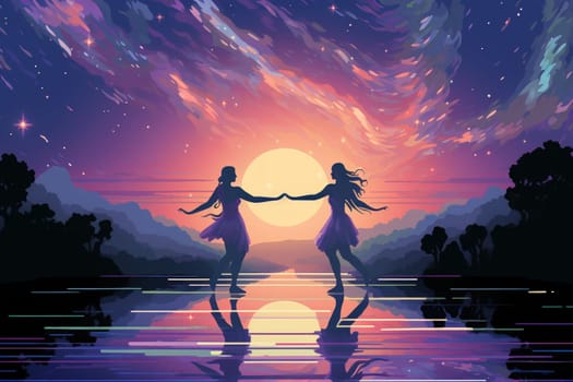 In the realm of fantasy, graceful moonlit dancers captivate with their ethereal movements, perfectly synchronized with the celestial rhythms.