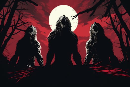 Venture into a mystical realm where fierce werewolves, under the enchanting light of the full moon, undergo their awe-inspiring transformation.