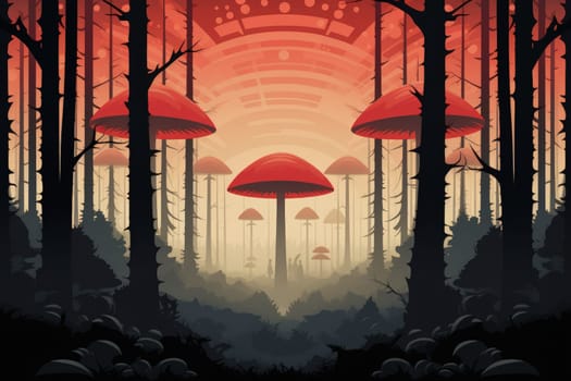 In the realm of fantasy, there exist mystical and enchanting places where giant talking mushrooms thrive in dense forest groves.