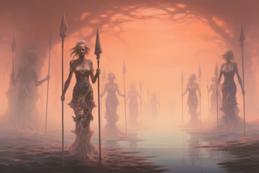 In the realm of fantasy, elusive mist walkers roam, their ethereal forms blending seamlessly with the swirling mists.
