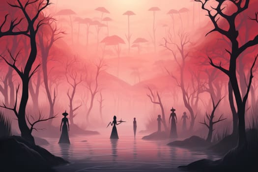 In the realm of fantasy, elusive mist walkers roam, their ethereal forms blending seamlessly with the swirling mists.