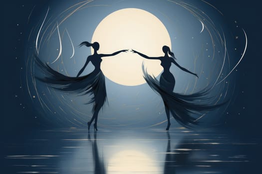 In the realm of fantasy, graceful moonlit dancers captivate with their ethereal movements, perfectly synchronized with the celestial rhythms.