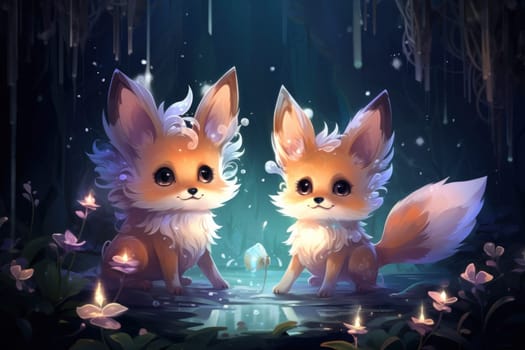 Enter the enchanting realm of the curious spirit foxes, mystical creatures that possess the ability to effortlessly traverse between the ethereal spirit world and the tangible physical realm.