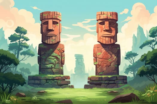 Behold the majestic marvels of the past - ancient stone colossi, towering giants hewn from the very bedrock itself.