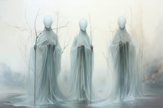 In the realm of fantasy, ethereal mist guardians watch over sacred sites, their presence veiled in a shroud of mist and mystery.