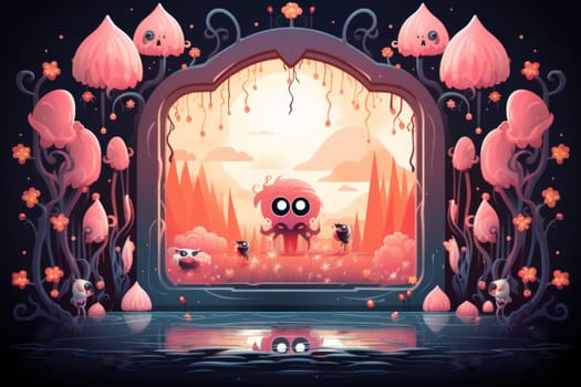 In the realm of fantasy, cursed mirror spirits are bound, their ethereal existence trapped within reflective surfaces.