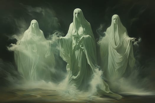 In the realm of fantasy, haunting ghostly apparitions are ethereal beings that exist between the world of the living and the realm of the dead.