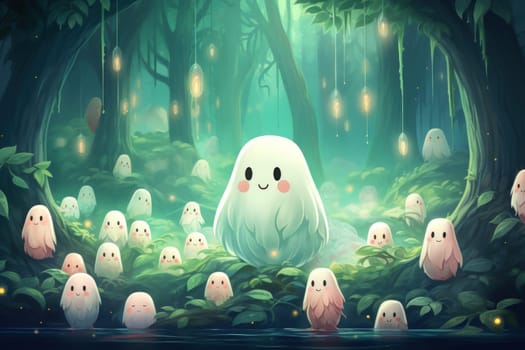 Deep within the mystical woodland realms of fantasy, ancient forest spirits stand as silent sentinels, their ethereal presence a testament to the wisdom and magic of the natural world.