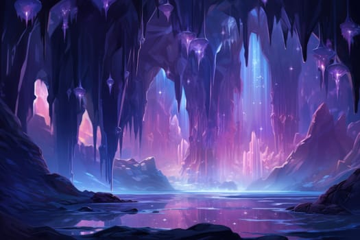 Enter a realm of enchantment where fantasy comes to life. Behold the mesmerizing sight of harmonious waterfalls adorned with radiant crystals.