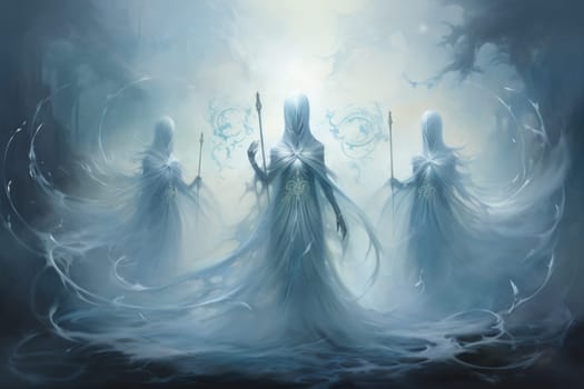 In the realm of fantasy, ethereal mist guardians watch over sacred sites, their presence veiled in a shroud of mist and mystery.