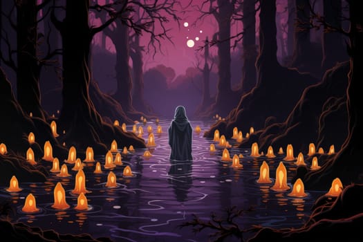 Step into a realm of ethereal beauty, where illuminated spirit lanterns serve as beacons of hope.