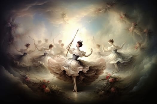 Immerse yourself in the enchanting world of fantasy as you witness the ethereal dance of graceful sylphs, ethereal beings of air and wind.