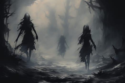 In the realm of fantasy, elusive mist walkers roam, their ethereal forms blending seamlessly with the swirling mists.