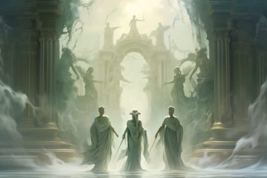 In the realm of fantasy, ethereal mist guardians watch over sacred sites, their presence veiled in a shroud of mist and mystery.
