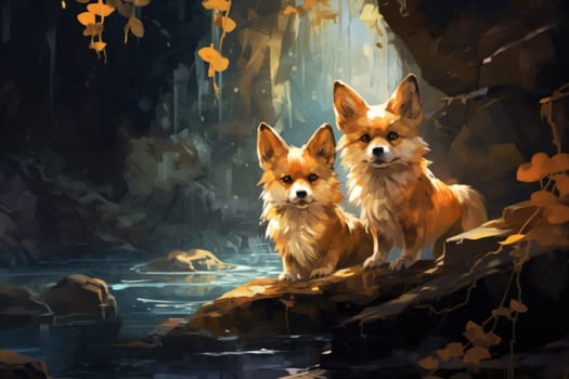 Enter the enchanting realm of the curious spirit foxes, mystical creatures that possess the ability to effortlessly traverse between the ethereal spirit world and the tangible physical realm.