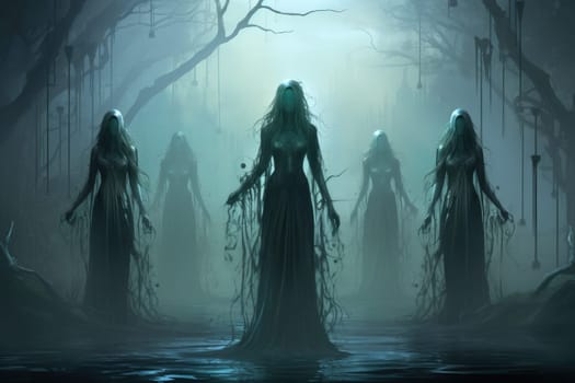 In the realm of fantasy, ethereal mist guardians watch over sacred sites, their presence veiled in a shroud of mist and mystery.