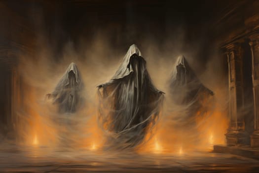 In the realm of fantasy, haunting ghostly apparitions are ethereal beings that exist between the world of the living and the realm of the dead.