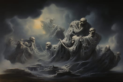 In the realm of fantasy, haunting ghostly apparitions are ethereal beings that exist between the world of the living and the realm of the dead.