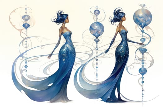 Imagine a mystical world where ethereal mermaids gracefully swim with flowing sapphire tails, enchanting all who gaze upon their mesmerizing beauty.