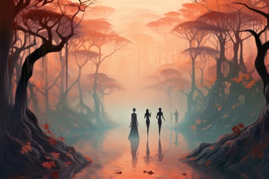 In the realm of fantasy, elusive mist walkers roam, their ethereal forms blending seamlessly with the swirling mists.