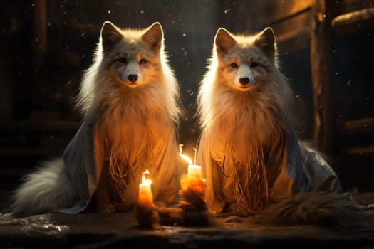 Enter the enchanting realm of the curious spirit foxes, mystical creatures that possess the ability to effortlessly traverse between the ethereal spirit world and the tangible physical realm.