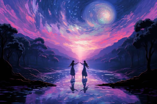 In the realm of fantasy, graceful moonlit dancers captivate with their ethereal movements, perfectly synchronized with the celestial rhythms.